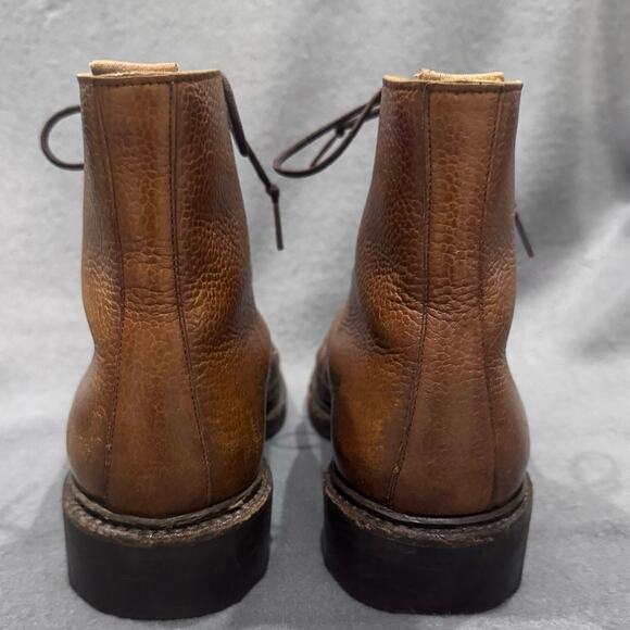 Ralph Lauren Bench Made England CapToe LaceUp Brown Boots Women 8B Heritage FLAW - Picture 3 of 15